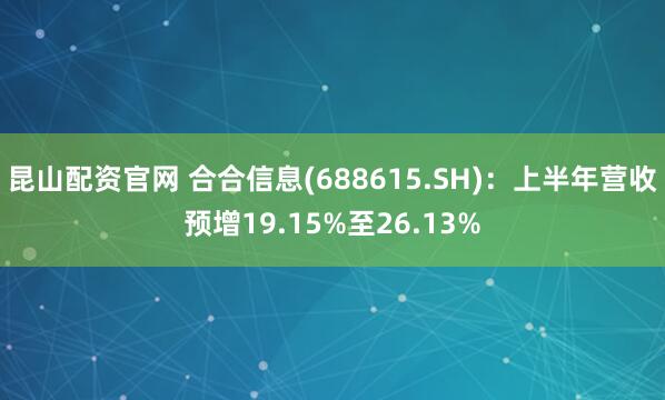 昆山配资官网 合合信息(688615.SH)：上半年营收预增19.15%至26.13%