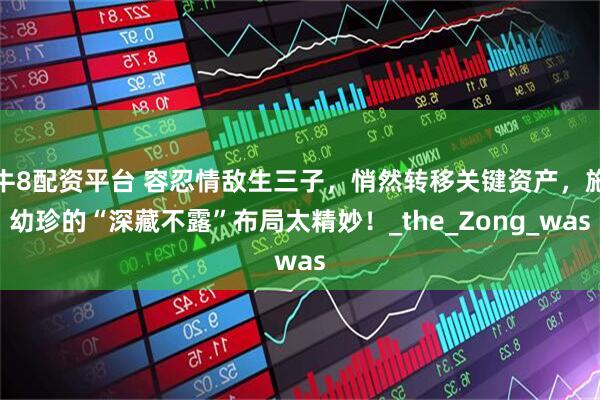牛8配资平台 容忍情敌生三子，悄然转移关键资产，施幼珍的“深藏不露”布局太精妙！_the_Zong_was