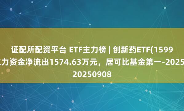 证配所配资平台 ETF主力榜 | 创新药ETF(159992)主力资金净流出1574.63万元，居可比基金第一-20250908