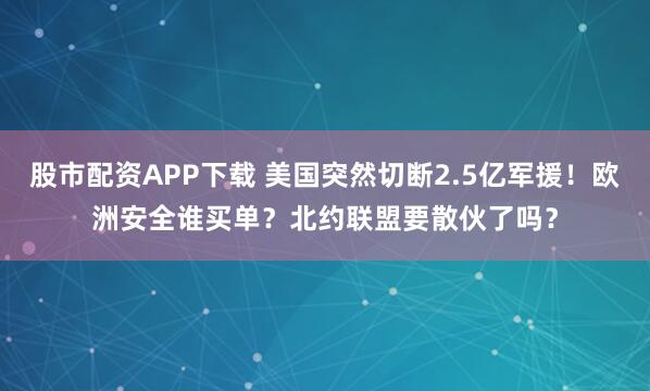 股市配资APP下载 美国突然切断2.5亿军援！欧洲安全谁买单？北约联盟要散伙了吗？